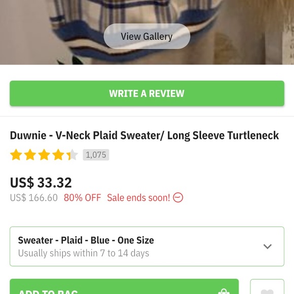 one size fits all yesstyle blue plaid sweater. - Picture 3 of 3